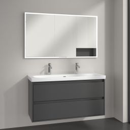 Villeroy & Boch My View+ szafka 130x16,8x75 cm z lustrem do zabudowy Graphite A48213VR