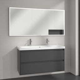 Villeroy & Boch My View+ szafka 160x16,8x75 cm z lustrem do zabudowy Graphite A48216VR