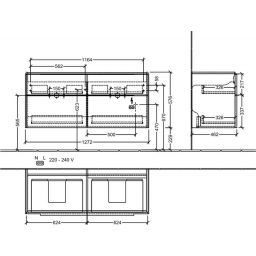 Villeroy & Boch Subway 3.0 szafka 127,2 cm podumywalkowa wisząca z oświetleniem LED Marine Blue C568L0VQ