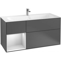 Villeroy & Boch Finion szafka 119,6 cm podumywalkowa wisząca z oświetleniem LED anthracite matt lacquer/white matt lacquer F060MTGK