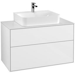 Villeroy & Boch Finion szafka 100 cm podumywalkowa wisząca Glass White Matt/Glossy White Lacquer F10100GF