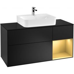 Villeroy & Boch Finion szafka 100 cm podumywalkowa wisząca Black Matt Lacquer/Glass Black Matt/Gold Matt Lacquer G172HFPD