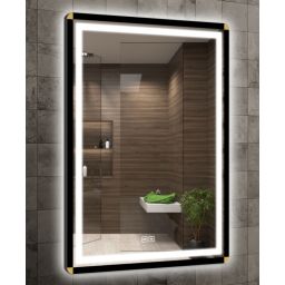 Venti Duo Gold lustro 60x80 cm prostokątne z oświetleniem z matą grzewczą czarny-złoty