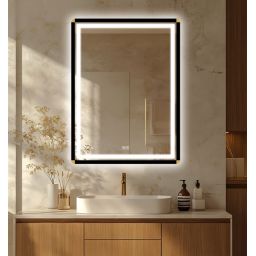 Venti Duo Gold lustro 60x80 cm prostokątne z oświetleniem z matą grzewczą czarny-złoty