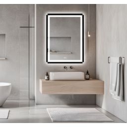 Venti Duo Silver lustro 60x80 cm prostokątne z oświetleniem z matą grzewczą czarny-srebrny