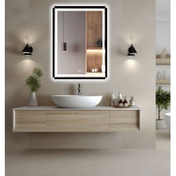 Venti Duo Silver lustro 60x80 cm prostokątne z oświetleniem z matą grzewczą czarny-srebrny