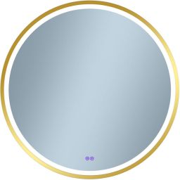 Venti Orion Gold lustro 80 cm okrągłe z oświetleniem z matą grzewczą złoty