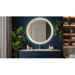 Venti Orion Gold lustro 80 cm okrągłe z oświetleniem z matą grzewczą złoty