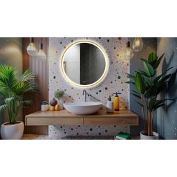 Venti Orion Gold lustro 80 cm okrągłe z oświetleniem z matą grzewczą złoty