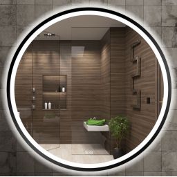 Venti Orion Black lustro 60 cm okrągłe z oświetleniem czarny