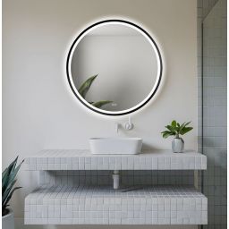 Venti Orion Black lustro 60 cm okrągłe z oświetleniem czarny