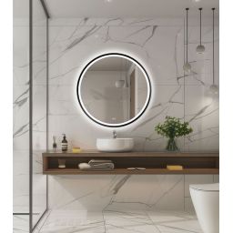 Venti Orion Black lustro 60 cm okrągłe z oświetleniem czarny