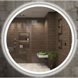 Venti Orion Silver lustro 60 cm okrągłe z oświetleniem z matą grzewczą srebrny