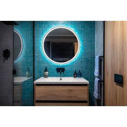 Venti Orion Silver lustro 60 cm okrągłe z oświetleniem z matą grzewczą srebrny