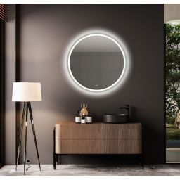 Venti Orion Silver lustro 60 cm okrągłe z oświetleniem z matą grzewczą srebrny