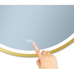 Venti Orion Gold lustro 60x60 cm okrągłe z oświetleniem z matą grzewczą złoty