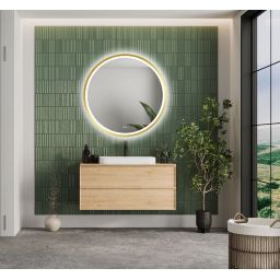 Venti Orion Gold lustro 60x60 cm okrągłe z oświetleniem z matą grzewczą złoty