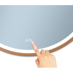 Venti Orion Red Gold lustro 60x60 cm okrągłe z oświetleniem z matą grzewczą miedź