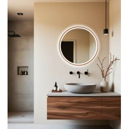 Venti Orion Red Gold lustro 60x60 cm okrągłe z oświetleniem z matą grzewczą miedź