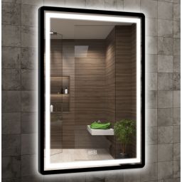 Venti Duo Black lustro 60x80 cm prostokątne z oświetleniem z matą grzewczą czarny