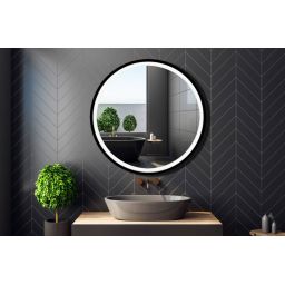 Venti Rund LED II lustro 90 cm okrągłe z oświetleniem czarny