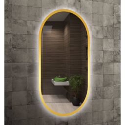 Venti Oslo lustro 50x90 cm owalne z oświetleniem złoty