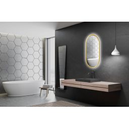 Venti Oslo lustro 50x90 cm owalne z oświetleniem złoty