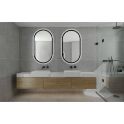 Venti Oslo lustro 50x90 cm owalne z oświetleniem czarny