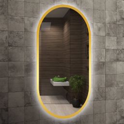 Venti Oslo lustro 50x90 cm owalne z oświetleniem złoty