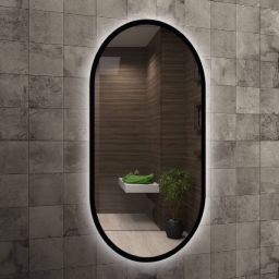 Venti Oslo lustro 50x90 cm owalne z oświetleniem czarny