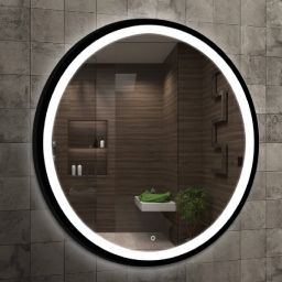 Venti Rund LED II lustro 90 cm okrągłe z oświetleniem czarny