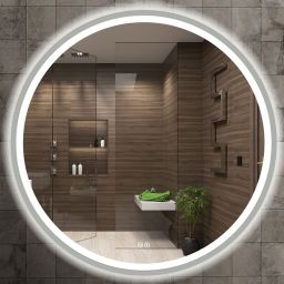 Venti Orion Silver lustro 60 cm okrągłe z oświetleniem z matą grzewczą srebrny