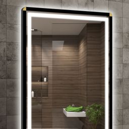 Venti Duo Gold lustro 60x80 cm prostokątne z oświetleniem z matą grzewczą czarny-złoty