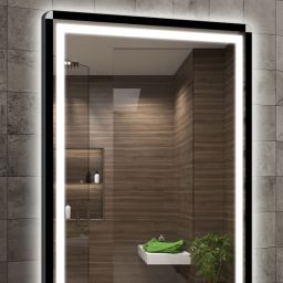 Venti Duo Silver lustro 60x80 cm prostokątne z oświetleniem z matą grzewczą czarny-srebrny