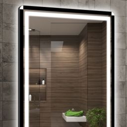Venti Duo White lustro 60x80 cm prostokątne z oświetleniem z matą grzewczą czarny-biały