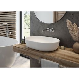 Oltens Hamnes umywalka 60x42,5 cm nablatowa owalna z powłoką SmartClean biała 40815000