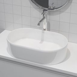 Oltens Lom umywalka 55x34 cm owalna nablatowa biała 40311000