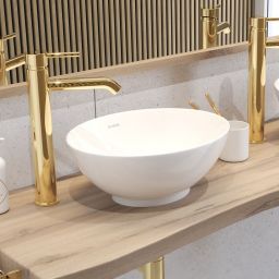 Oltens Jagala umywalka 32x32 cm okrągła nablatowa biała 40317000