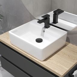 Oltens Hyls umywalka 58,5x44 cm nablatowa prostokątna z powłoką SmartClean biała 41810000