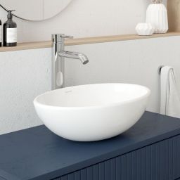 Oltens Etne umywalka 40x33 cm nablatowa owalna z powłoką SmartClean biała 40813000