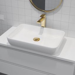 Oltens Solberg umywalka 62x41,5 cm nablatowa prostokątna z powłoką SmartClean biała 40818000