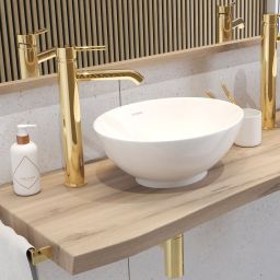 Oltens Jagala umywalka 32x32 cm okrągła nablatowa biała 40817000