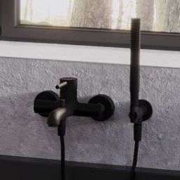 Oltens Molle bateria wannowo-prysznicowa ścienna czarny mat 34000300