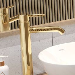 Oltens Molle bateria umywalkowa stojąca złoty połysk 32400800