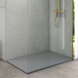 Oltens Bergytan brodzik 140x70 cm prostokątny RockSurface szary beton 15105700