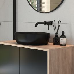Oltens Hamnes umywalka 46,5x37,5 cm owalna nablatowa czarna 40301300