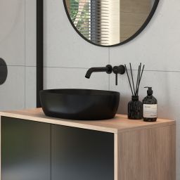 Oltens Hamnes umywalka 61x40 cm owalna nablatowa czarna 40302300