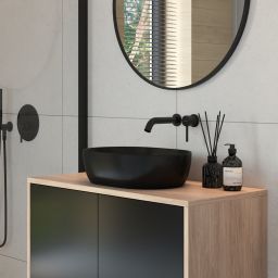 Oltens Hamnes umywalka 46,5x37,5 cm nablatowa owalna z powłoką SmartClean czarny mat 40801300