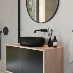 Oltens Hamnes umywalka 61x40 cm nablatowa owalna z powłoką SmartClean czarny mat 40802300