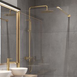 Oltens Boran zestaw prysznicowy termostatyczny z deszczownicą złotą 36502800